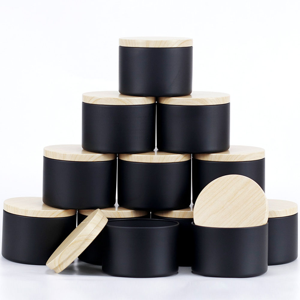 Metal Tin Lid 4Oz - 24pcs 4oz Black Candle Jars ,Round