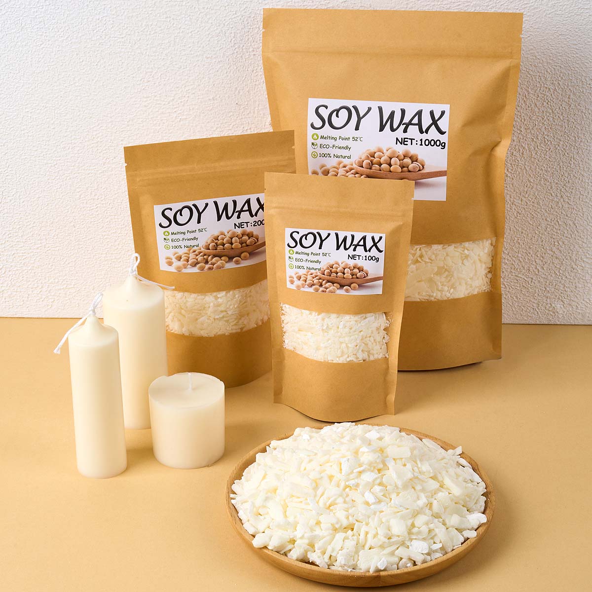 Candle Supplies Kit - 1 Pounds Pure White Soy Wax