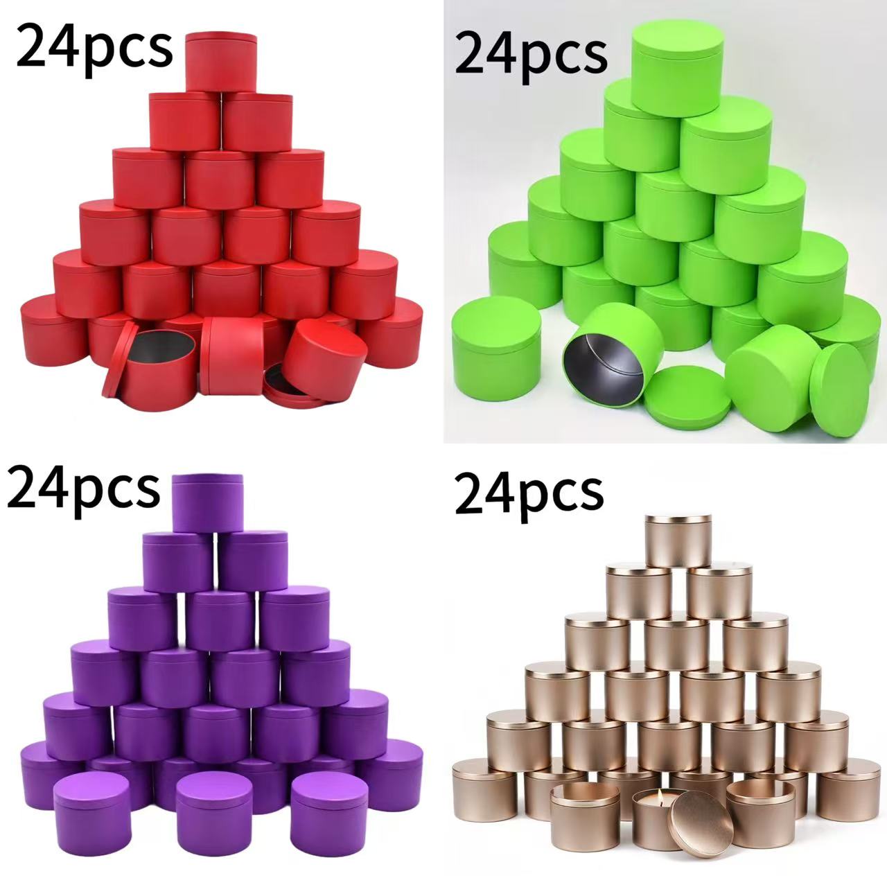 Metal Tin Lid 4Oz - 24-Pack 8oz/4oz in 4 colors Metal
