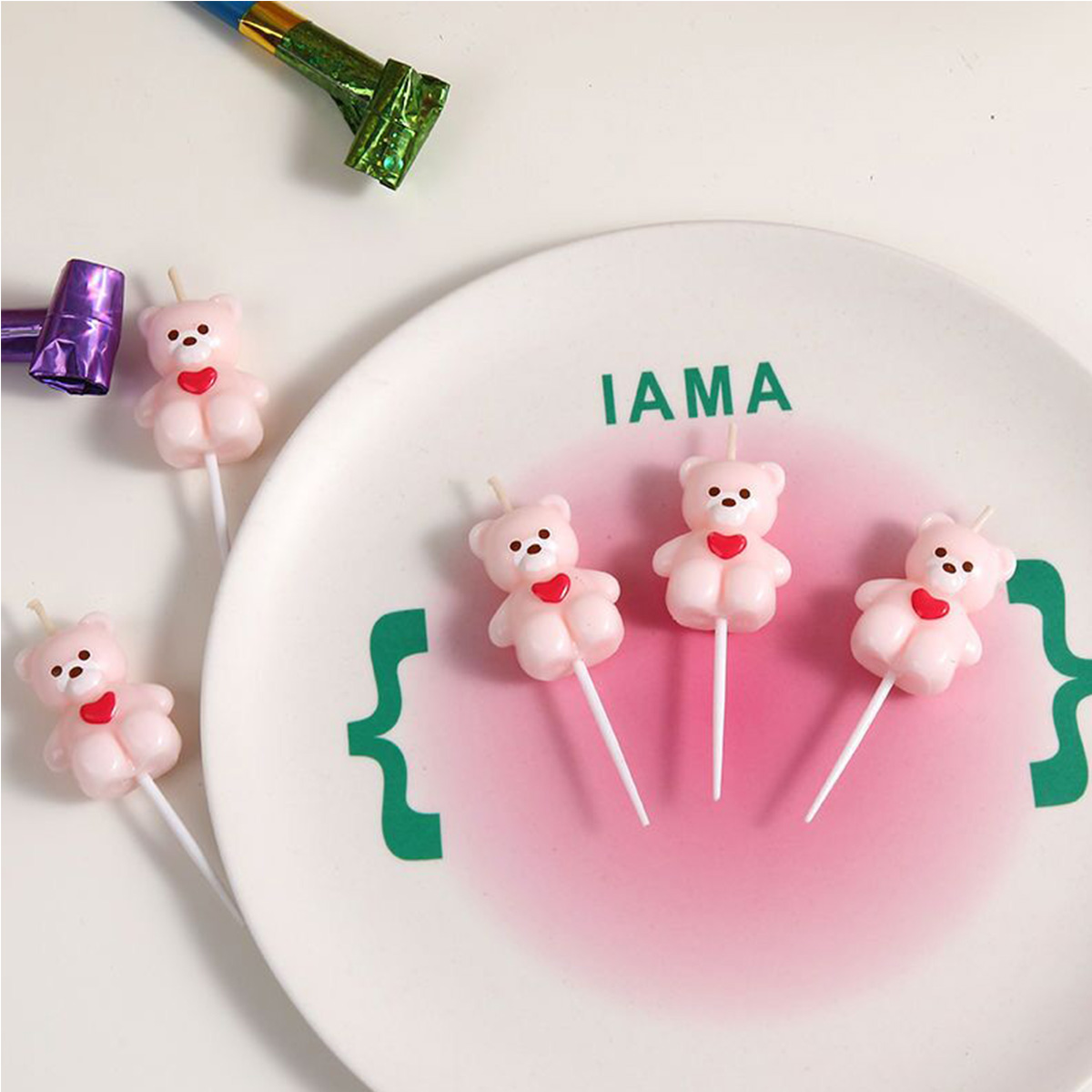 5pcs Cartoon Hug Bear Candle S - огляд і ціна Candle Supplies Kit