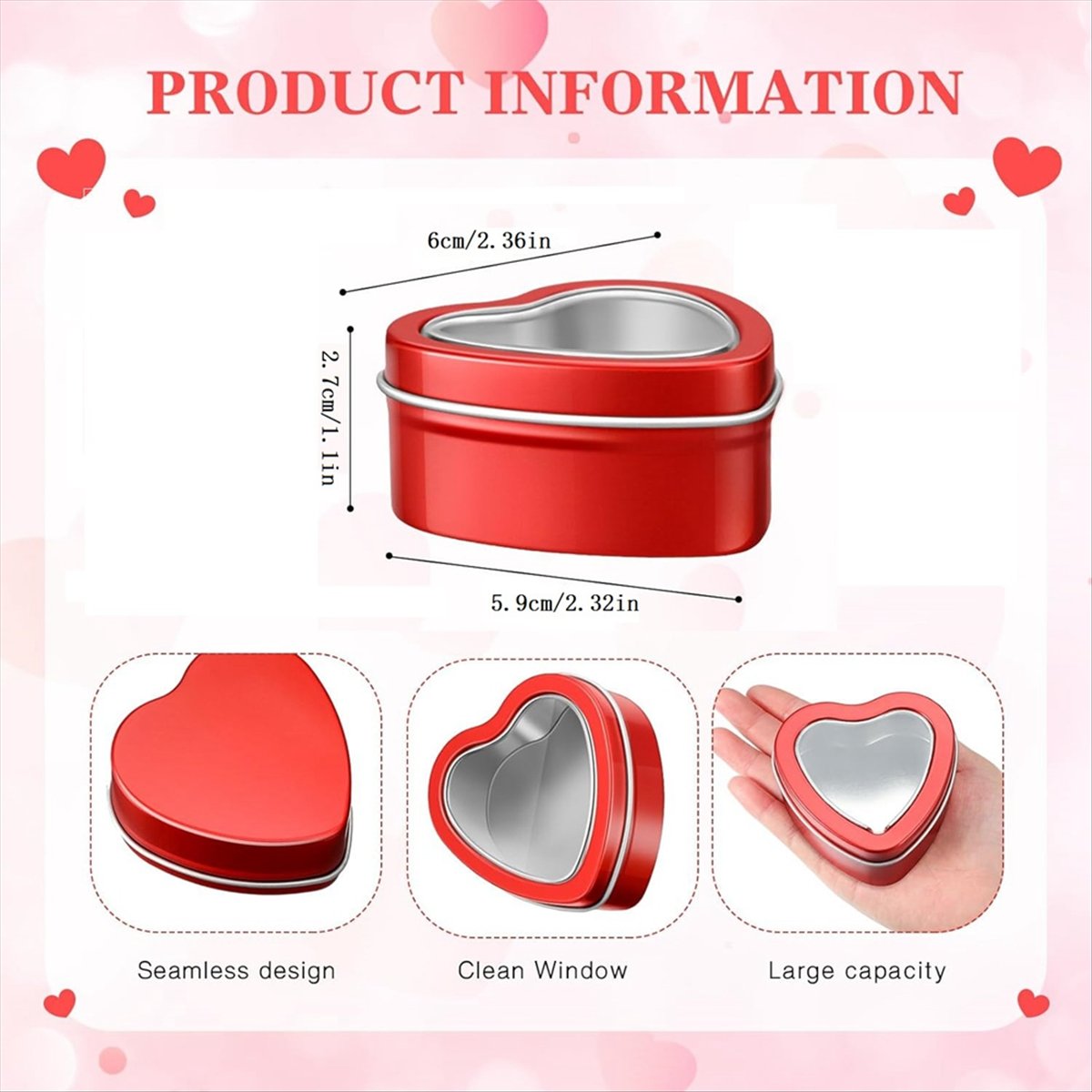 A56K 24Pcs 4Oz Heart Shaped Me - огляд і ціна Metal Tin Lid 4Oz