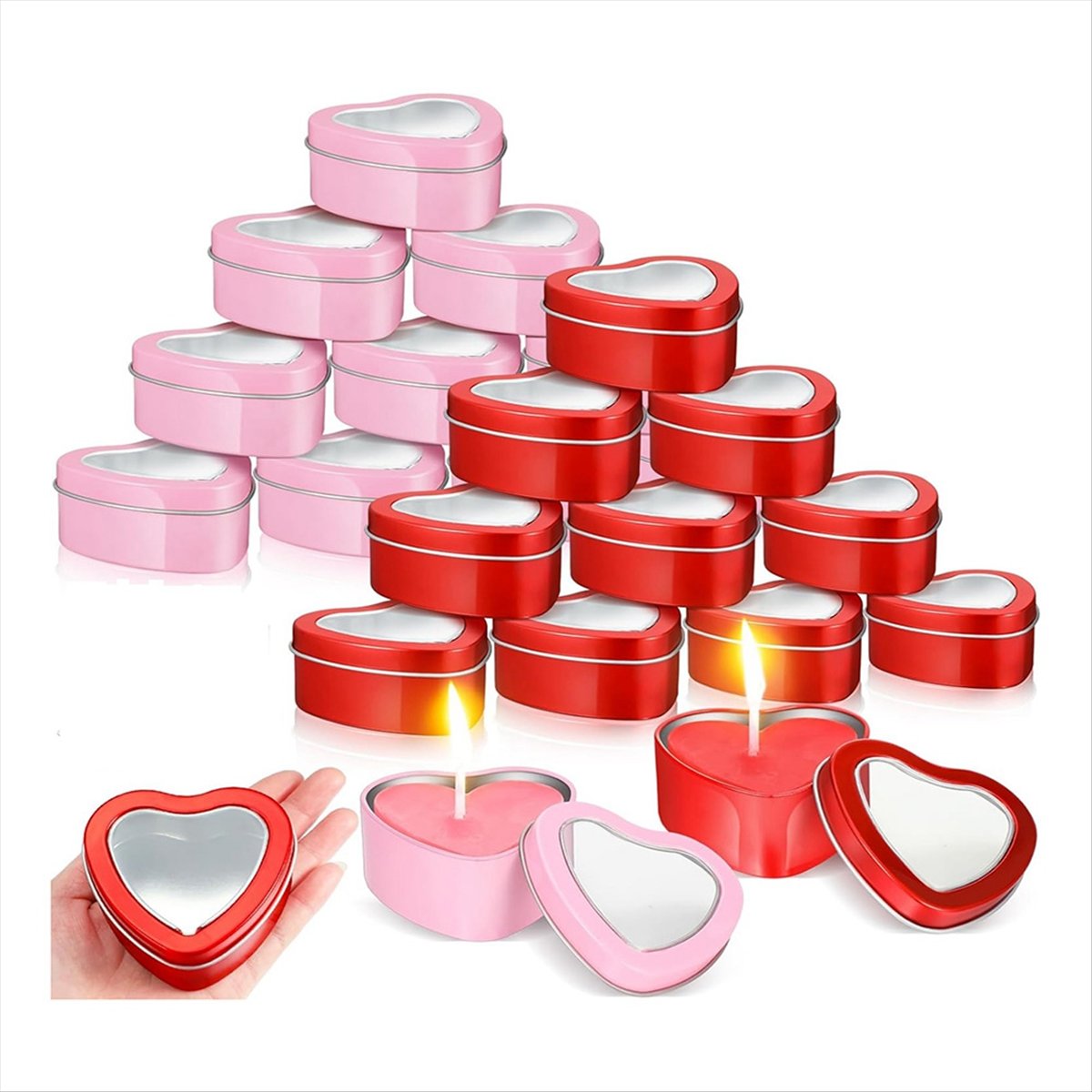 REST 24Pcs 4Oz Heart Shaped Me - огляд і ціна Metal Tin Lid 4Oz